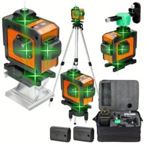 Lixada Multifunctional 4D 16 Line Laser Level 3° Self-Leveling Machine USB Rechargeable Lithium Battery Leveling Tool With Vertical Horizontal Tilt Line All-round Ground Wall Sticker Line Optional Alloy Extension Bar Tripod Stand For House Renovation