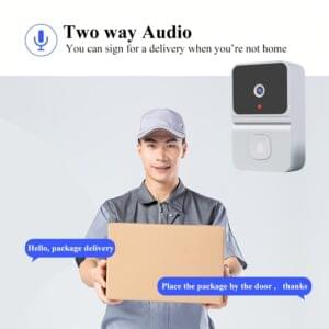 1pc Smart WiFi Doorbell Camera with Built-in Battery, Wireless Security Camera with 2-Way Audio, Night Vision, USB Rechargeable, App Control, 2.4G WiFi, Compact Design for Home Security & Front Door Monitoring, Wireless Doorbell Camera, Wireless Monitoring, Sleek Design, Highquality Camera, Twoway Audio, Homeowners