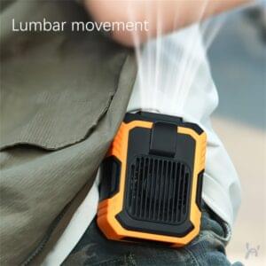 Waist Fan, USB Rechargeable Three-in-One Multifunctional Electric Fan for Blowing Air, Lighting, Power Supply, Silent and Fast Cooling Wind Fan with Hanging Rope, Three-Speed Adjustable Wearable Waist Fan, Used as Travel Outdoor Fan