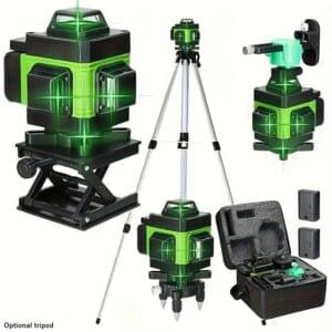 Lixada Multifunctional 4D 16 Line Laser Level 3° Self-Leveling Machine USB Rechargeable Lithium Battery Leveling Tool With Vertical Horizontal Tilt Line All-round Ground Wall Sticker Line Optional Alloy Extension Bar Tripod Stand For House Renovation