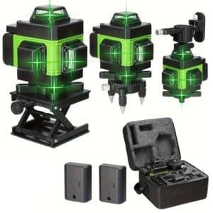 Lixada Multifunctional 4D 16 Line Laser Level 3° Self-Leveling Machine USB Rechargeable Lithium Battery Leveling Tool With Vertical Horizontal Tilt Line All-round Ground Wall Sticker Line Optional Alloy Extension Bar Tripod Stand For House Renovation