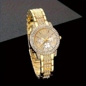 7pcs Women's Watch Set - Stylish Casual Quartz Wristwatch with Necklace, Bracelet, Ring, and Earrings Jewelry Set, Ideal for Birthday, Christmas, and New Year Gifts